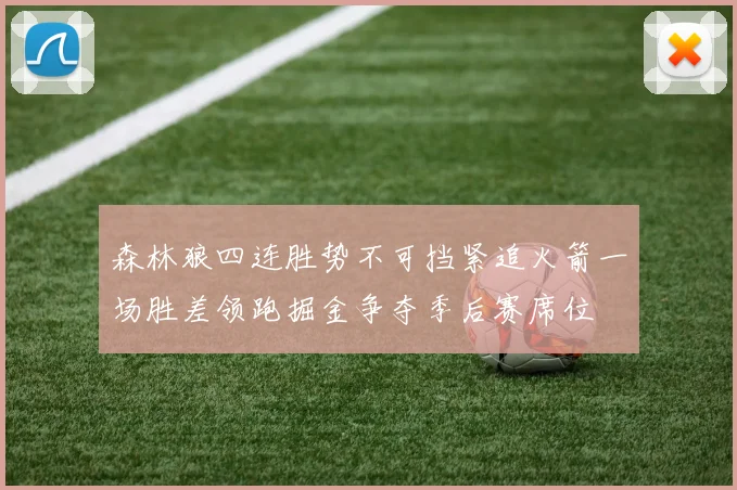森林狼四连胜势不可挡紧追火箭一场胜差领跑掘金争夺季后赛席位
